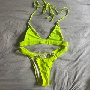 House of CB Neon Yellow Bikini Set Minimalist Design Large
